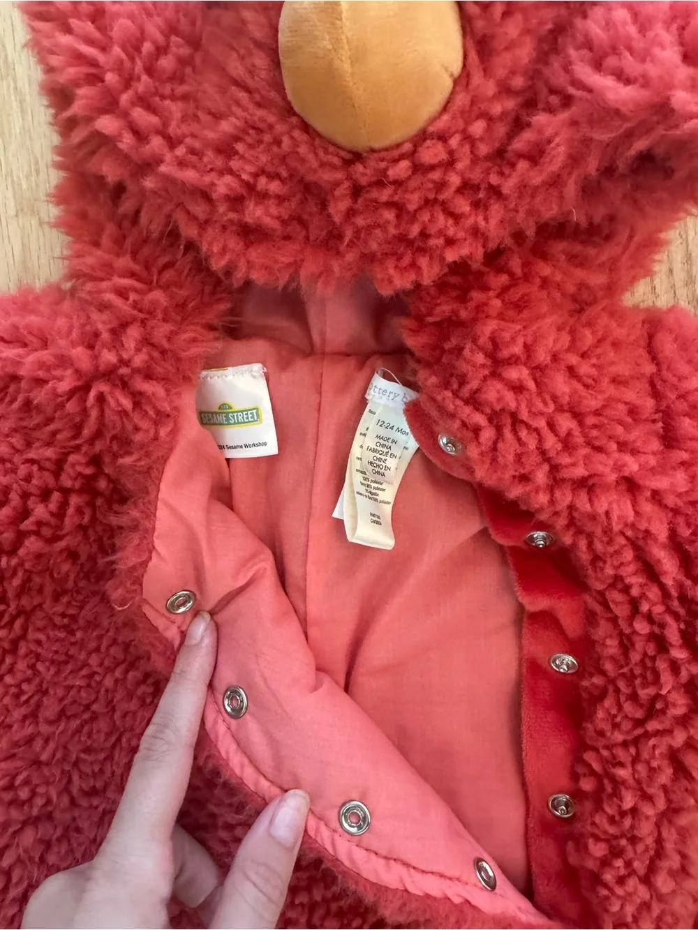 Pottery Barn Kids Red Plush Hooded One-Piece Elmo Costume - Picture 3 of 3